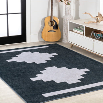 Adriel Geometric Tribal Medallion Machine-washable Area Rug